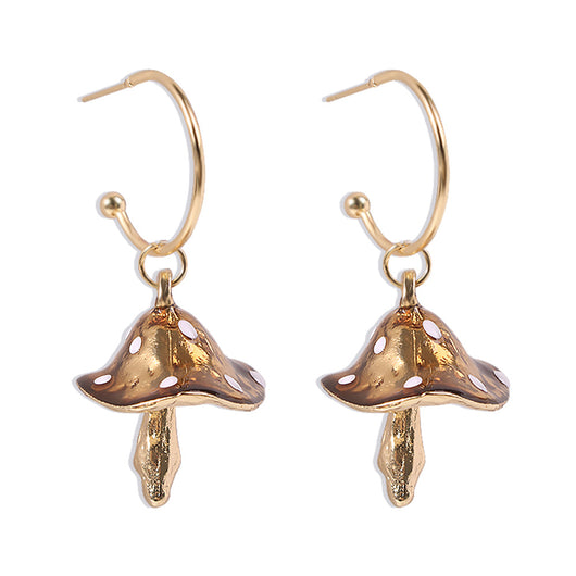 Aretes Colgantes Tres Hongos Dorados para Mujer - Diseño Trendy y Dulce - Image 22