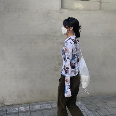 Blusa Estampada de Personalidad para Mujer - Ajustada y Manga Larga - Image 5