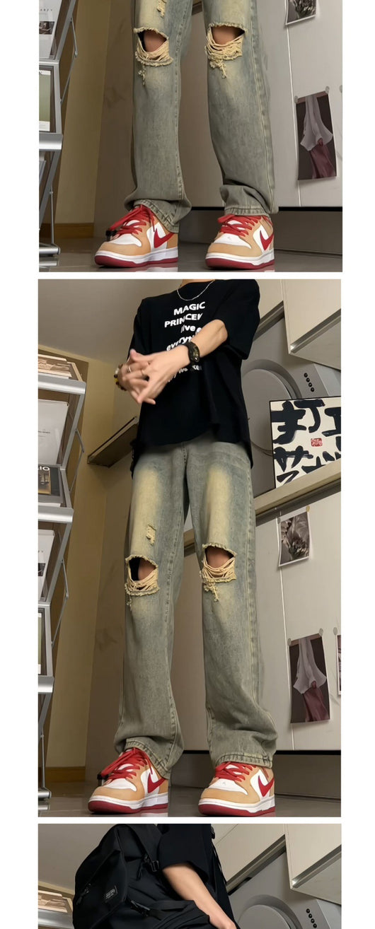 Jeans Vintage Lavados para Hombre - Estilo Retro Americano - Image 9