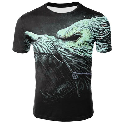 Camiseta Hombre Estampado Digital Lobo Moda Europea Americana