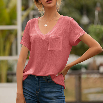Blusa Casual Holgada con Escote en V y Bolsillos - Image 4