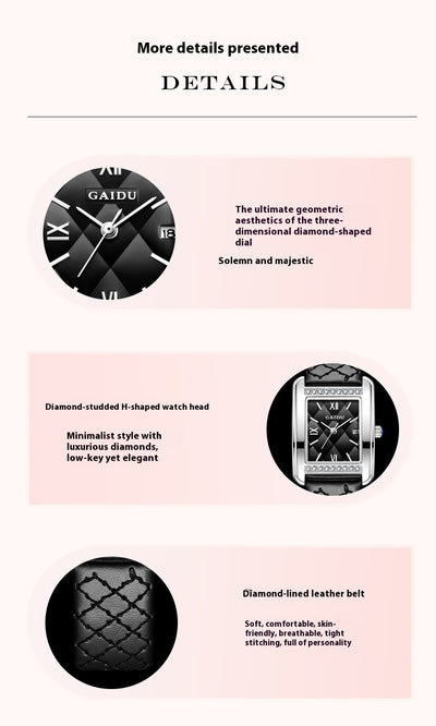 Reloj de Cuarzo Cuadrado Diamante - Lujo Asequible Retro - Image 10