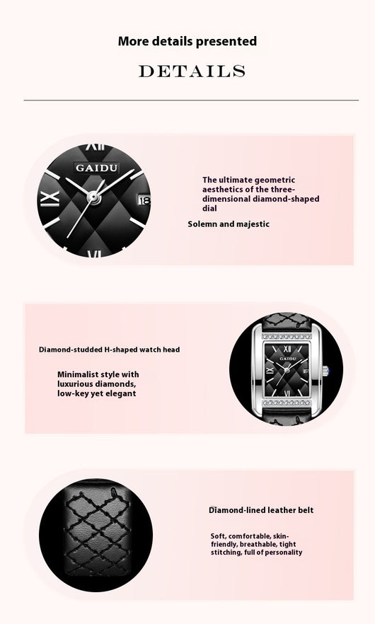 Reloj de Cuarzo Cuadrado Diamante - Lujo Asequible Retro - Image 10