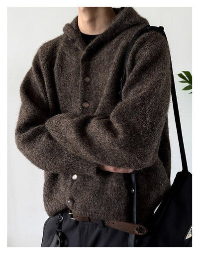 Cardigan Retro Japonés con Capucha y Botones para Hombre - Otoño Invierno - Image 15