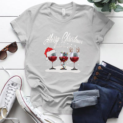 Playera Navideña con Estampa de Copa de Vino Creativa - Image 9