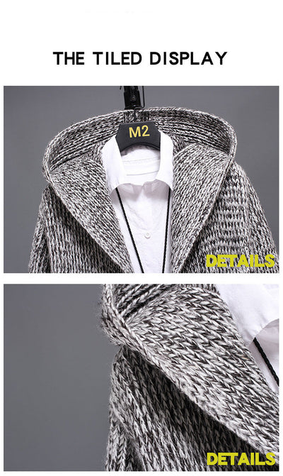 Cardigan Tejido Holgado con Capucha para Hombre - Suéter Casual - Image 11