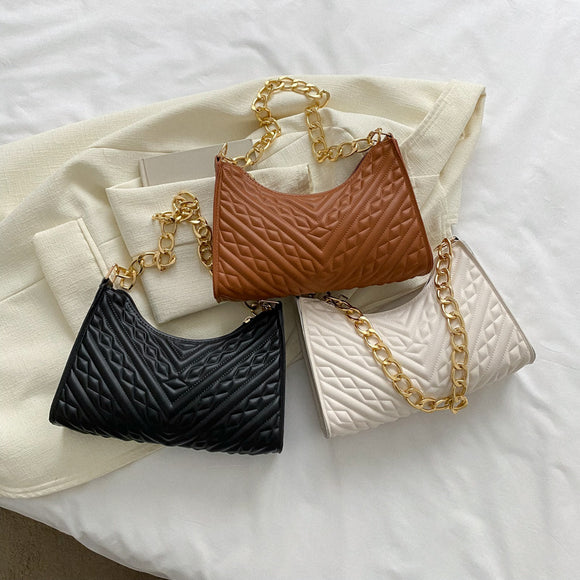Bolso Bandolera Baguette Plisado con Cadena