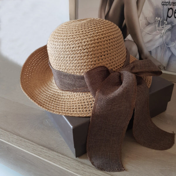 Sombrero de Playa Plegable con Moño para Mujer