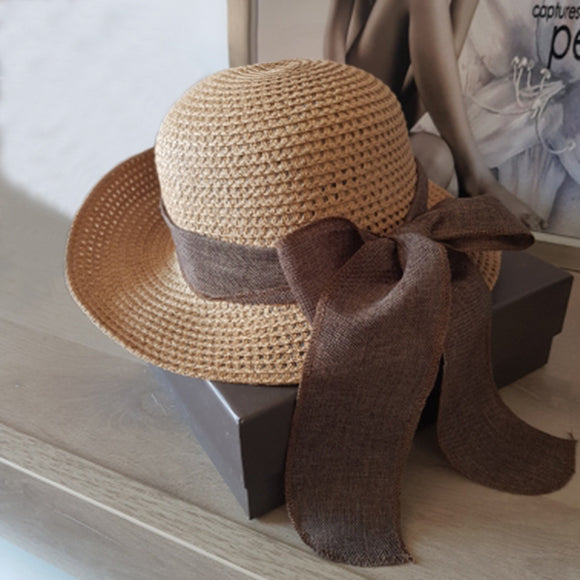 Sombrero de Playa Plegable con Moño para Mujer