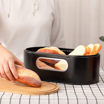 Caja Panera de Hierro Galvanizado con Tapa de Bambú Negro - Image 8