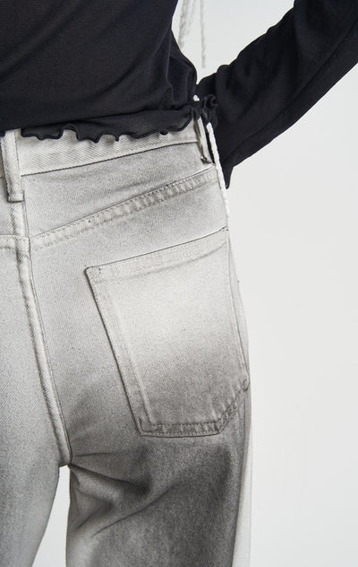 Jeans Clásicos Cintura Alta Corte Recto Ajuste Slim Lavado Original - Image 9