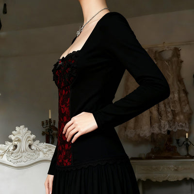 Blusa Elegante de Manga Larga con Encaje y Volantes - Image 4