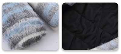 Chamarra Camisera Bordada a Rayas para Parejas - Otoño e Invierno - Image 4