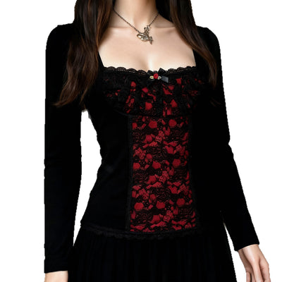 Blusa Elegante de Manga Larga con Encaje y Volantes - Image 5