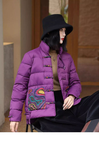 Chaqueta Acolchada Retro Estilo Chino con Cuello Alto para Mujer - Image 16