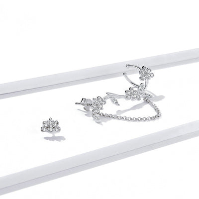 Aretes de Plata Esterlina S925 con Flor de Circonia Cúbica - Image 9