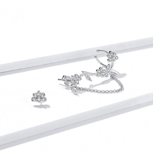 Aretes de Plata Esterlina S925 con Flor de Circonia Cúbica - Image 9