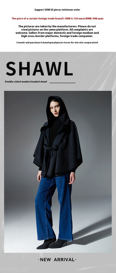 Capa Poncho Reversible de Lana Doble Faz - Image 7
