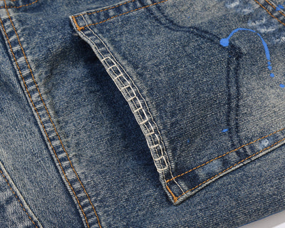 Jeans Casuales Desgastados con Efecto Salpicado de Agua - Image 13