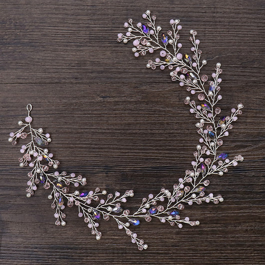 Diadema de Cristal Rosa Artesanal Europeo y Americano - Image 8