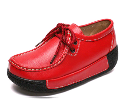 Zapatos Casuales de Cuero con Cordones y Suela Gruesa para Mujer - Image 43