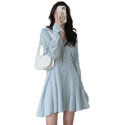 Vestido Camisero Primavera con Cintura Ajustada y Mangas Acampanadas para Mujer - Image 5