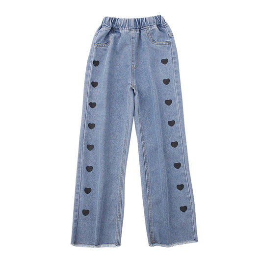 Pantalones Denim Anchos Casuales Estilo Funky con Detalle Love - Image 5