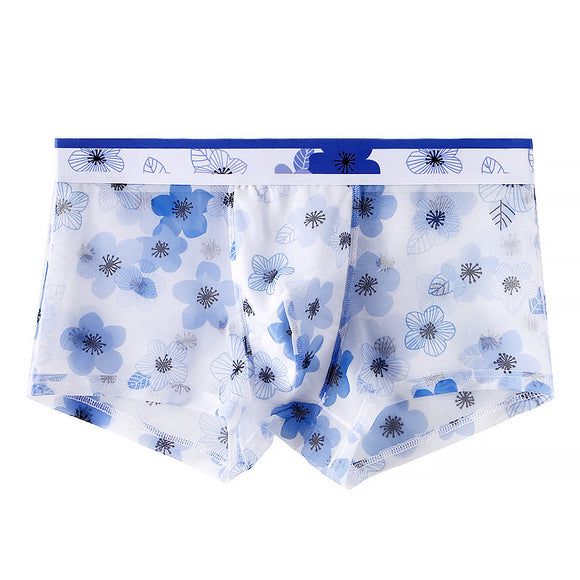 Ropa Interior Masculina de Malla Transparente con Estampado Floral