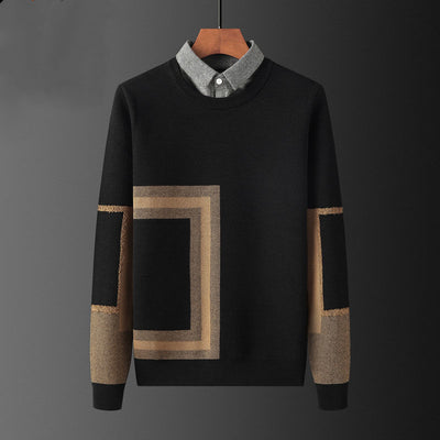 Suéter Falso Dos Piezas para Hombre con Cuello de Camisa - Image 10