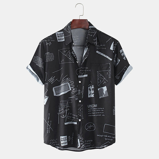 Camiseta Hombre Estampado Abstracto Cartoon con Bolsillo y Eslogan Divertido - Image 3