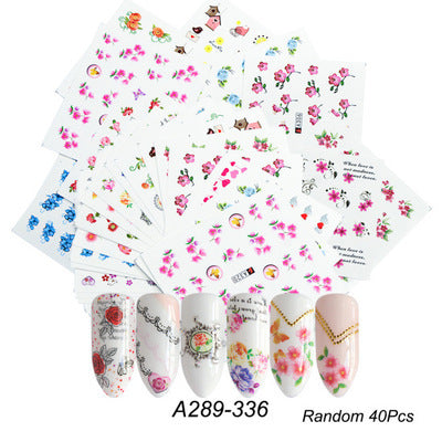 Pegatinas de Agua para Uñas con Diseños de Mariposas, Frutas y Flores Doradas - Image 16