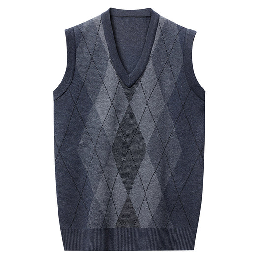 Chaleco Tejido sin Mangas a Cuadros para Hombre - Estilo Casual Moderno - Image 2