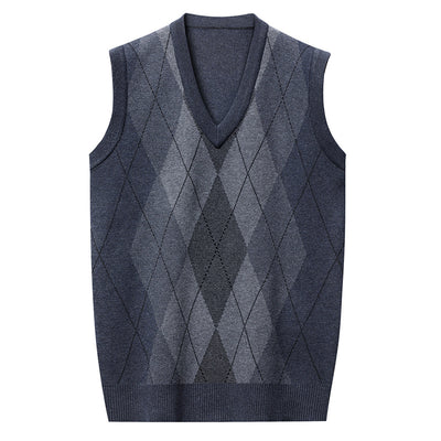 Chaleco Tejido sin Mangas a Cuadros para Hombre - Estilo Casual Moderno - Image 2