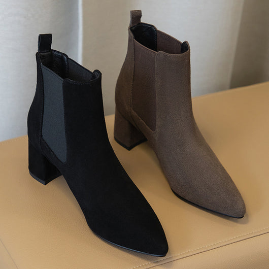 Botas de Cuero para Mujer con Tacón Grueso Medio - Image 8