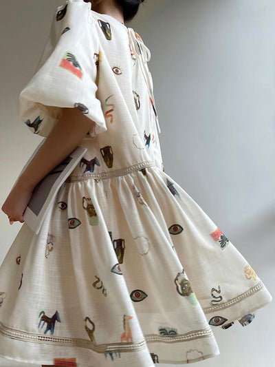 Vestido Retro Francés con Encaje y Mangas Abullonadas para Mujer - Image 9
