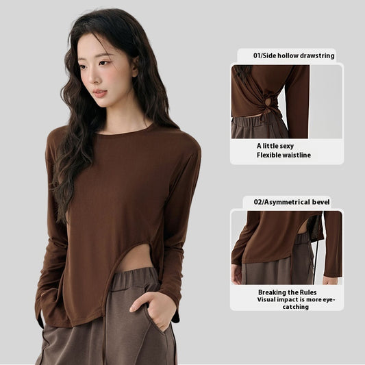 Blusa Deportiva Modal con Recortes Laterales y Cordón Ajustable