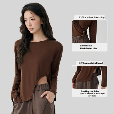 Blusa Deportiva Modal con Recortes Laterales y Cordón Ajustable