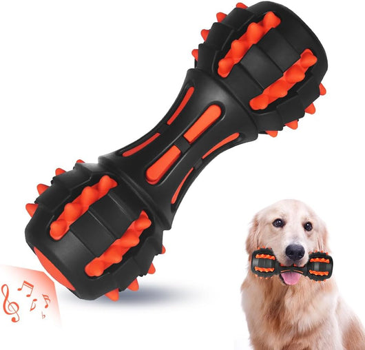 Juguete Masticable Indestructible para Perros Grandes - Forma Mancuerna con Sonido