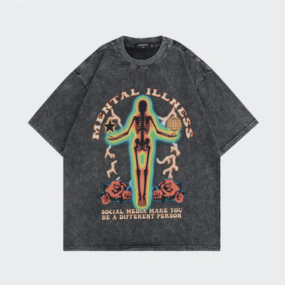 Camiseta Hombre Cuello Redondo Manga Corta Diseño Calavera Algodón