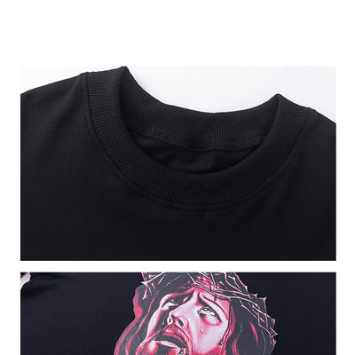 Playera Holgada de Manga Larga con Estampado de Cruz para Parejas - Image 10