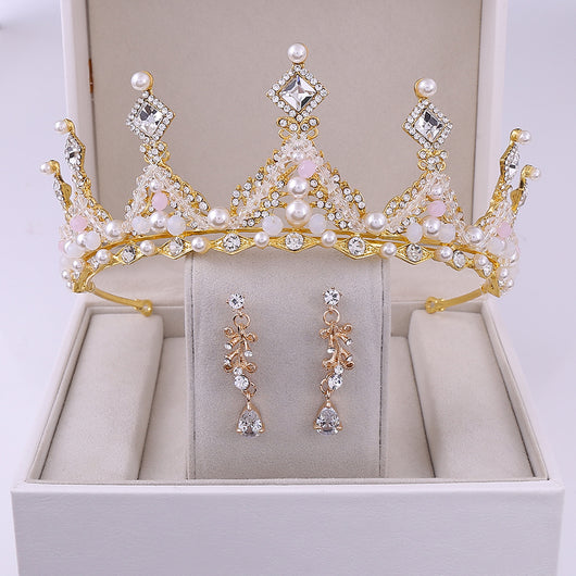 Juego de Corona y Aretes Nupcial Estilo Coreano - Image 24