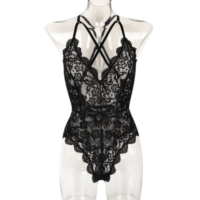 Body de Encaje Transparente con Tirantes Cruzados para Mujer - Image 5