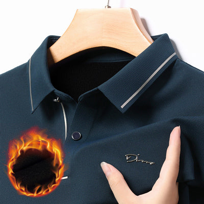 Camisa Térmica de Manga Larga para Hombre con Cuello Solapa y Tela Elástica - Image 4