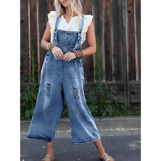 Pantalón Denim con Tirantes Suelto para Mujer - Image 7