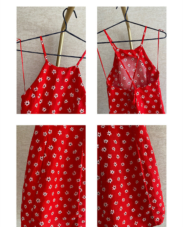 Vestido Atmosférico con Tirantes Florales Estilo Francés