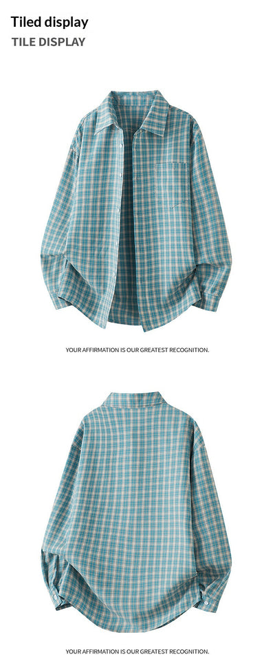 Camisa Casual de Cuadros Manga Larga Talla Grande para Hombre - Image 12