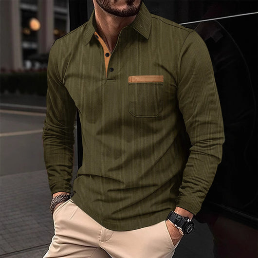 Polo Deportivo Manga Larga con Solapa para Hombre