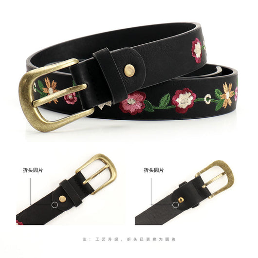 Cinturón Vintage para Mujer con Bordado Floral - Image 4