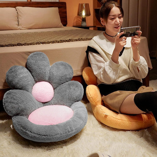 Cojín Nido Redondo para Gatos y Gamers - Asiento Floral Kawaii 19 Pulgadas Gris - Image 12