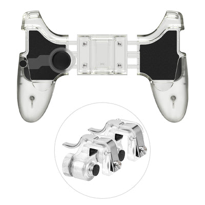 Black mobile phone game controller with silver triggers and a joystick, holding a smartphone displaying a game. - Image 3